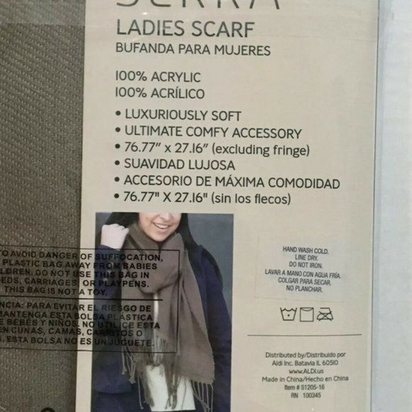 Scarf Winter Womens Luxuriously Soft Brown Fringe 26 x 27 Warm Serra NEW - Picture 3 of 5